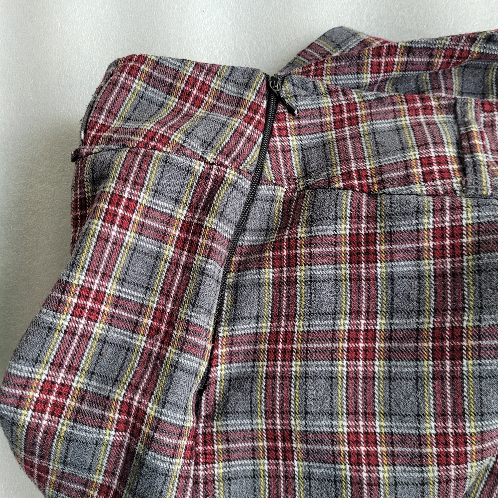 Vintage 90s Plaid Pleated Minikirt Grey Red Size 10 Grunge Punk Preppy Academia - Picture 7 of 9